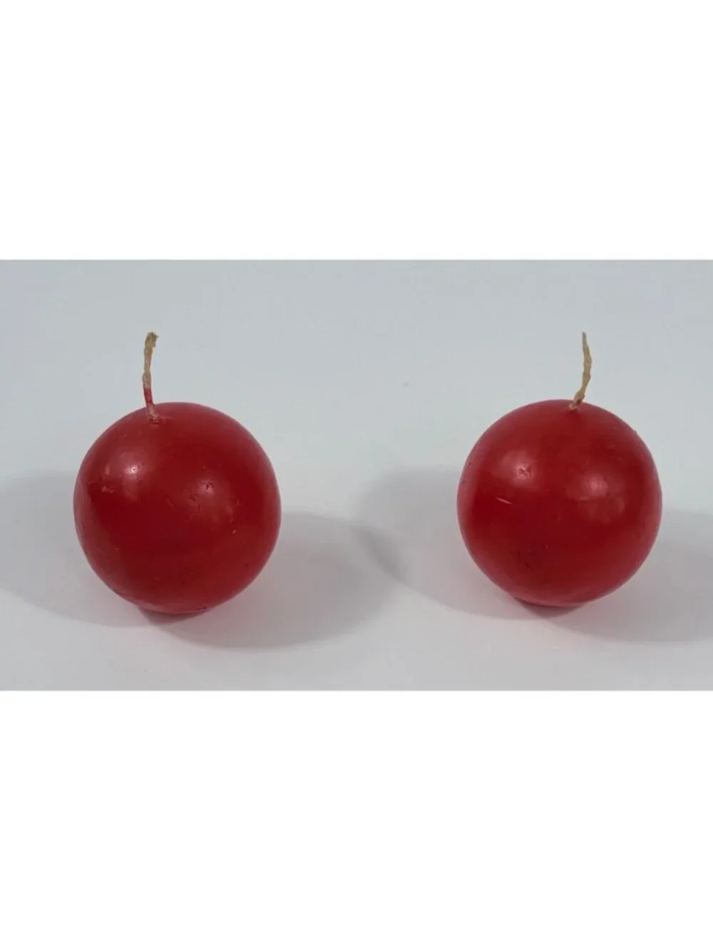 Vintage 1970s Round Scandinavian MCM Red Parrafin Spherical Ball Candles Set Of